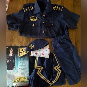 Adult Pilot AND Flight Attendant Costumes—pilot (OS) and attendant costume (Med)